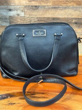 Kate Spade Felix Small Satchel Black Pebbled Leather and Suede Crossbody Bag